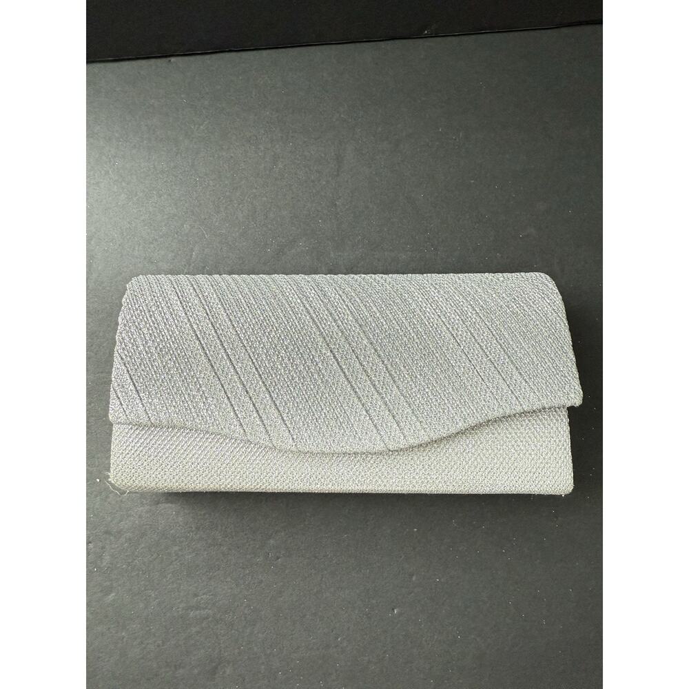 D'Margeaux Metallic Evening Bag Clutch Shoulder Chain Silver Formal Prom New